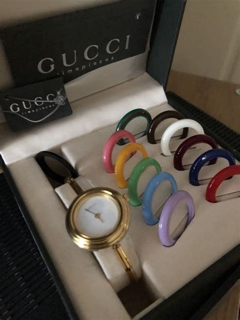 gucci gold bangle watch with bezels|Gucci watch bezel interchangeable.